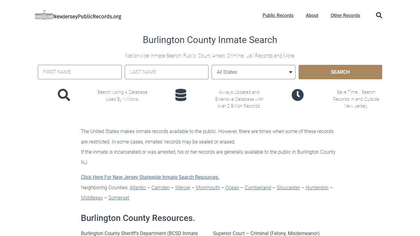 Burlington County Inmate Search - BCSD Current & Past Jail Records